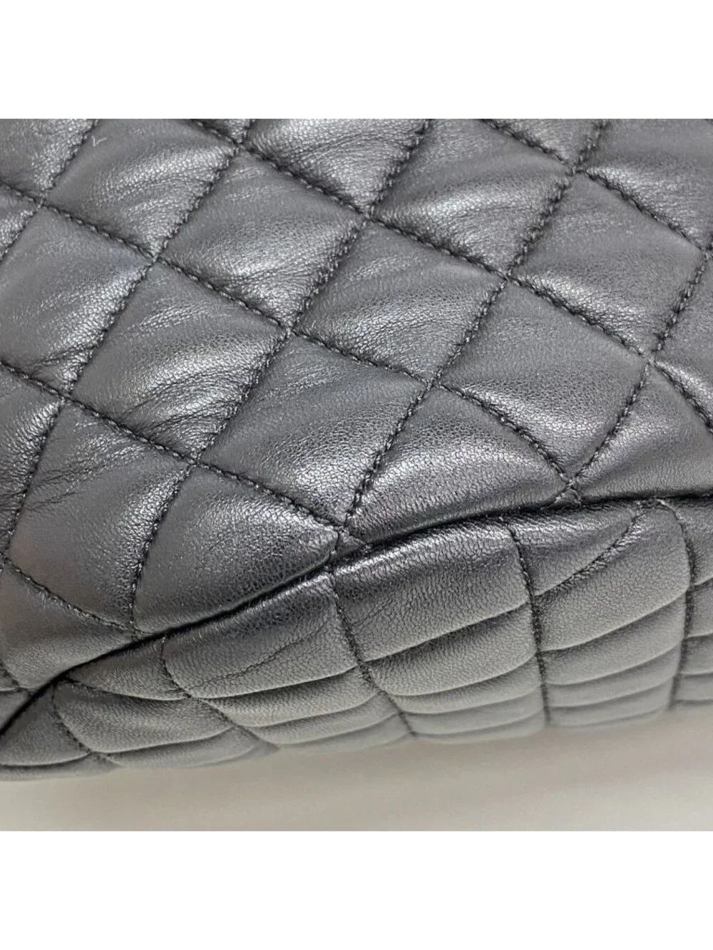 Chanel Backpack Quilted Lambskin Black Silver